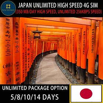 12 DAY UNLIMITED 4G simcard jepang (FUP 350MB/Day), SOFTBANK network provider