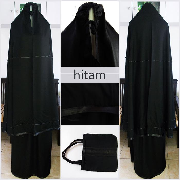 jual mukena-Mukena Bali Traveling|mukena polos|warna hitam list hitam