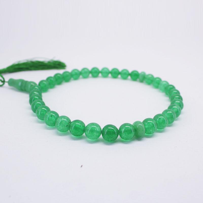 Tasbih Batu Giok Hijau Lumut Asli 33 Butir Tasbeh Nefrite Aceh Green Jade Original Diameter 10mm