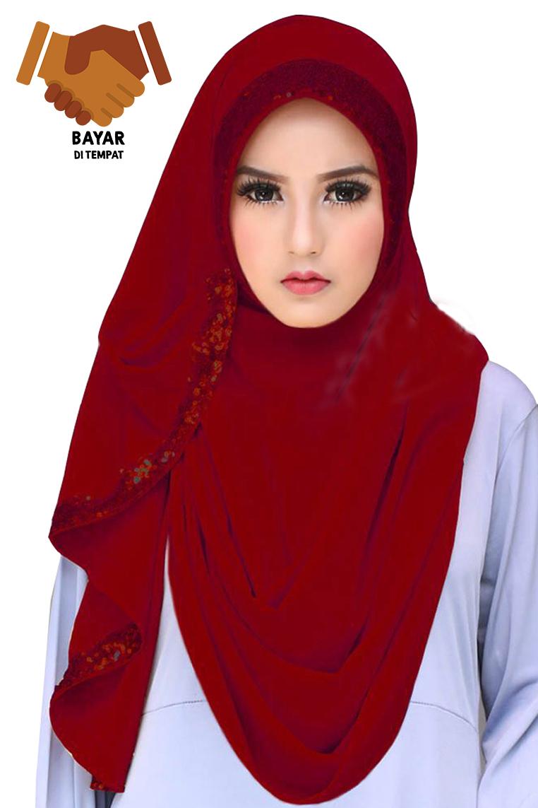 Jilbab Instan Two faces Tazkia Sequins Jilbab Instan Two faces Tazkia Sequins