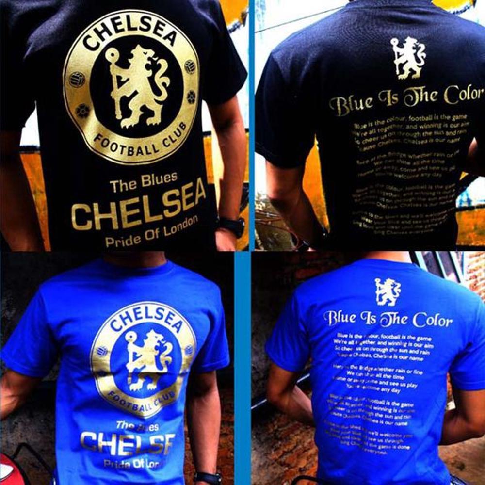 KAOS CHELSEA BIRU BENHUR SABLON EMAS (Baju Bola CFC The Blues)