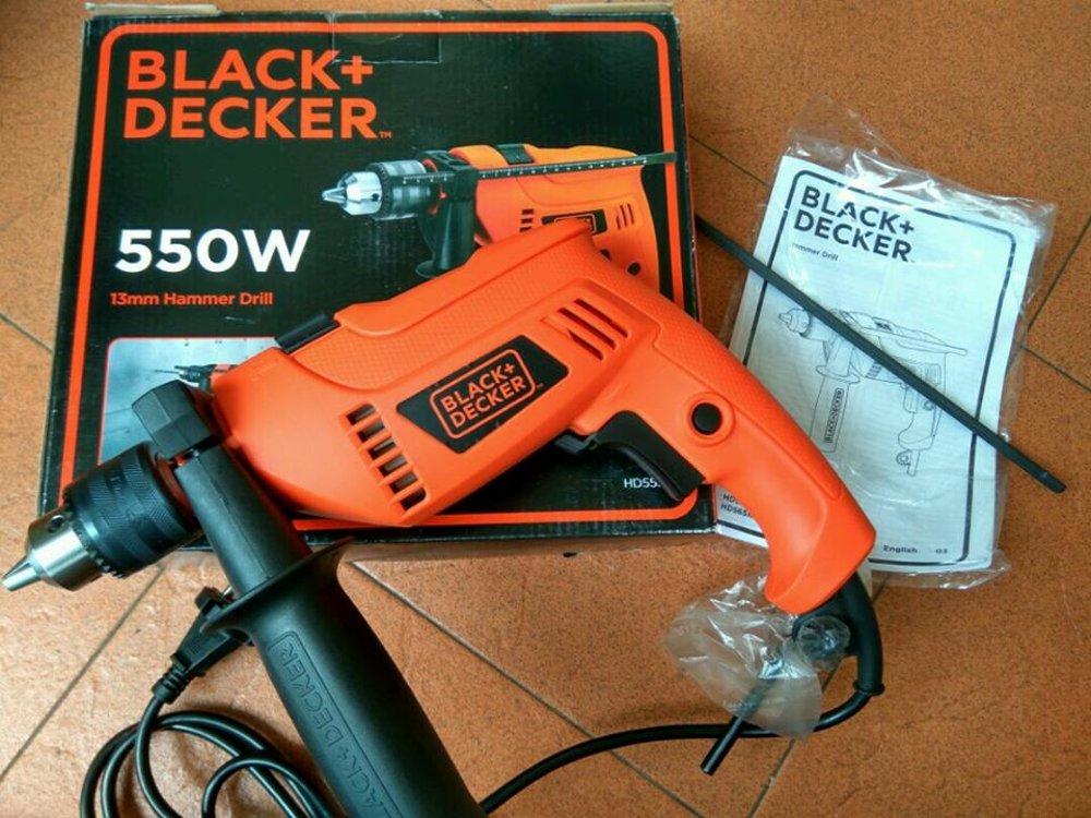 Mesin Bor Impact 13mm Hammer Drill Black+Decker HD555