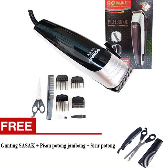PROMO ALAT CUKUR RAMBUT SONAR SN-7578-GRATIS GUNTING SASAK 3 IN 1 - STYLE