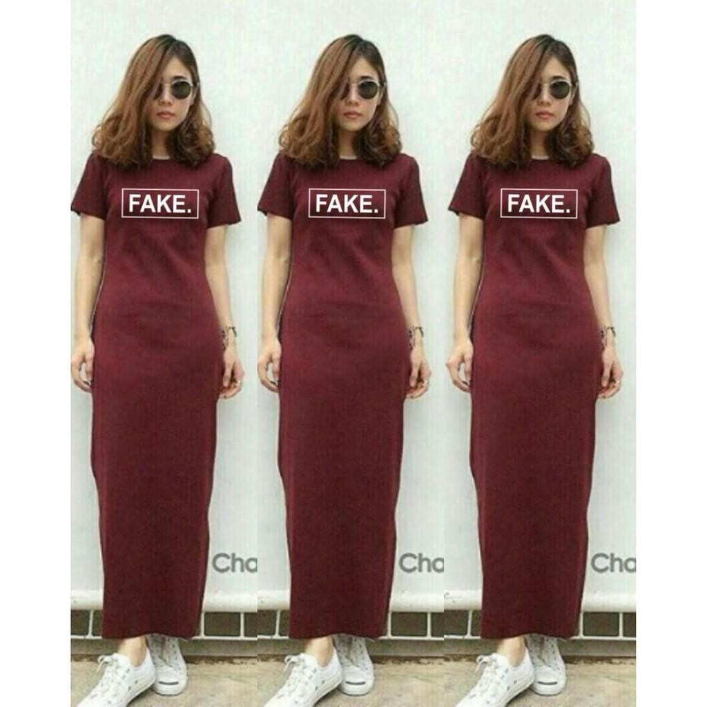 Mini Dress Elsa Maxy Dress Fake No.146 - Maroonred Maxy Wanita Tshirt kode kenz-FF29