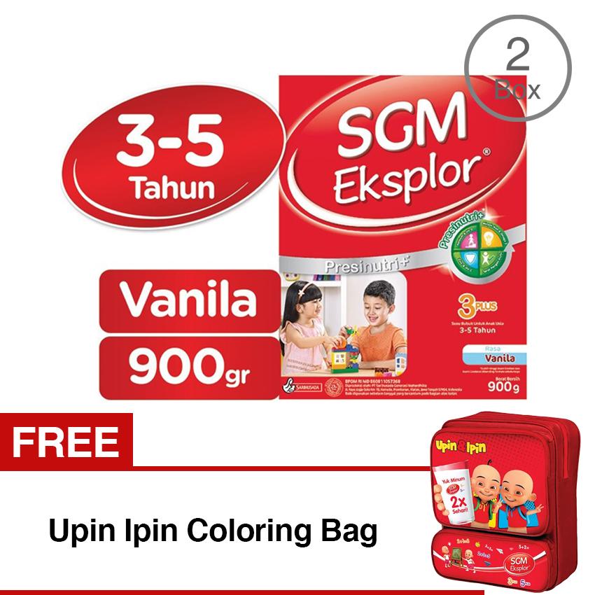 SGM Eksplor Complinutri 3+ Susu Pertumbuhan - Vanila - 900gr - Bundle isi 2 Box FREE Upin Ipin Coloring Bag