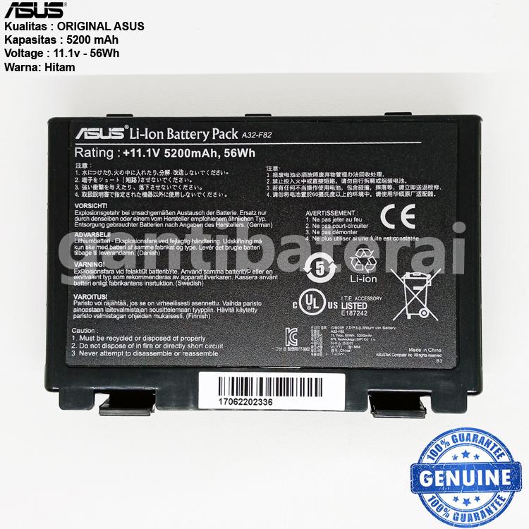 Original Baterai Asus F52 F82 K40 K40E K40IJ A32-F52 A32-F82