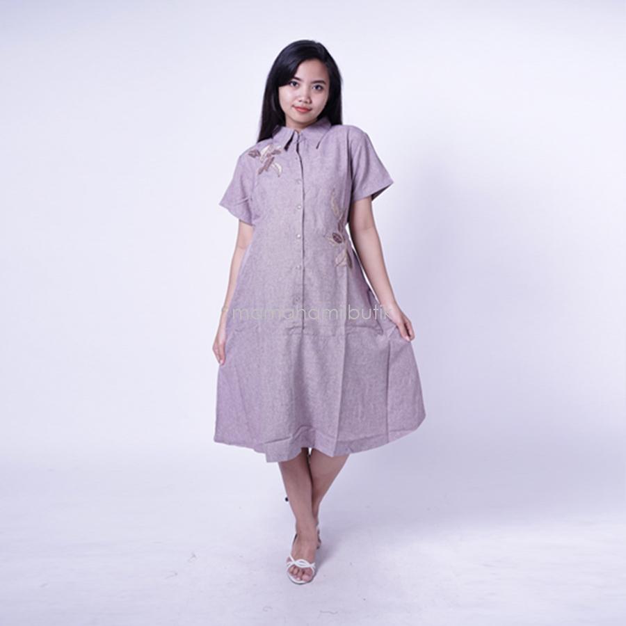 Ning Ayu Dress Hamil Krah Bordir Daun Cantik manis - DRO 905 / Baju Menyusui Lengan Panjang / Baju Atasan Menyusui / Baju Menyusui Muslimah / Baju Muslim Wanita untuk Ibu Menyusui/ Baju Hamil Untuk Kerja / Baju Hamil Untuk Kerja Modis