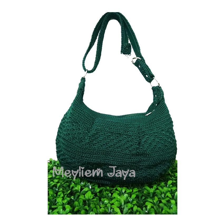 Larisso Shop Tas Rajut Hobo Balon Mini - Hijau Tua