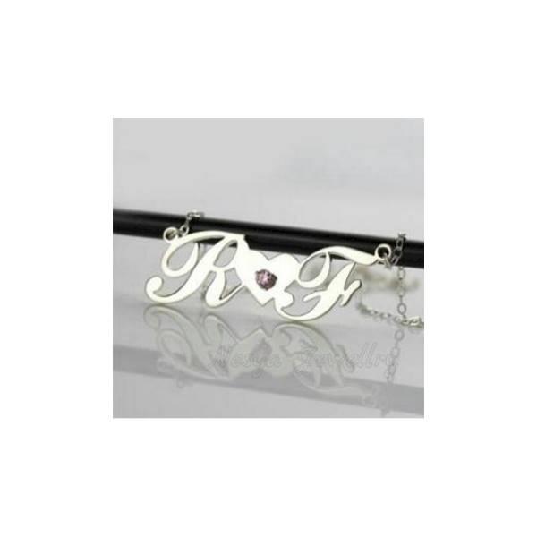 Kalung Nama Lapis Emas Putih Inisial Couple Nj.02