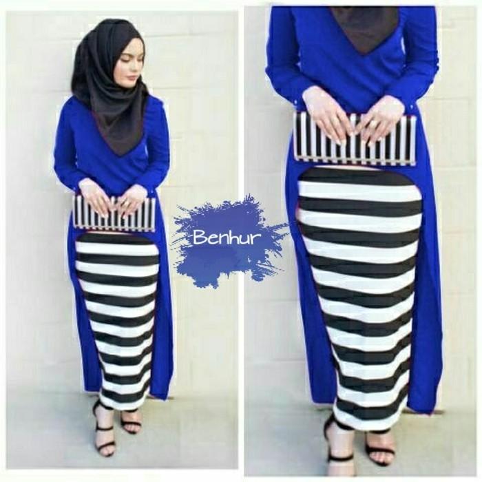 (JNH Shop) Busana Muslim Gitta Gutawa Biru Gamis Hijab Baju Remaja Gita Benhur TA