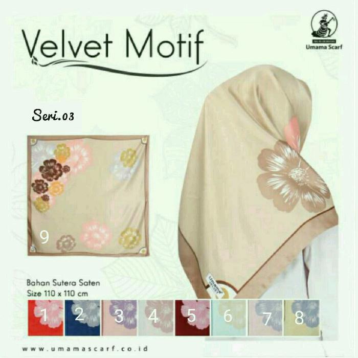 Jilbab Segiempat Satin Velvet Motif Umama Seri 3 / Segi Empat / Segi4