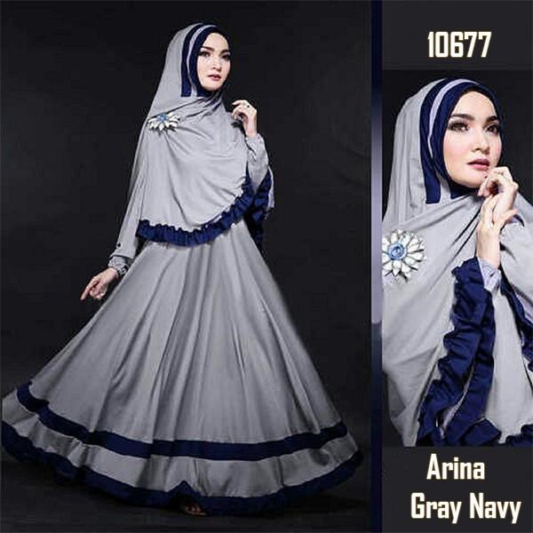 Baju Murah Fashion Muslim Gamis Syari 10677 ARINA Gray 190817