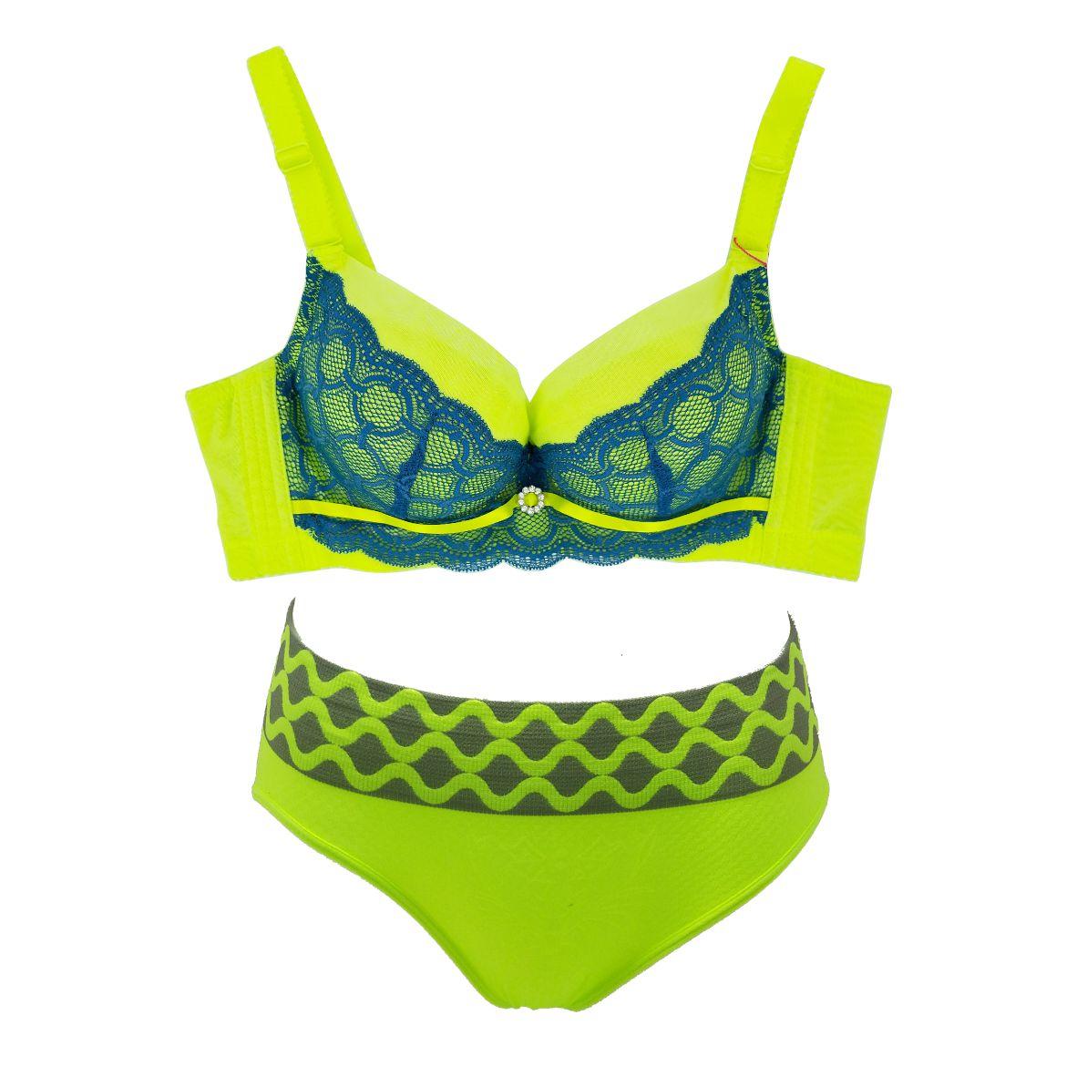 WEITECH 1 SET BRA BAHAN POLIESTER MOTIF BROKAT DENGAN KAWAT DAN CELANA DALAM 1011036+019