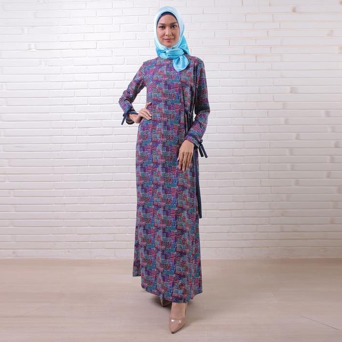 Zoya Dress Gamis Muslimah Cantik - Dynamic Dots Dress - Navy, S