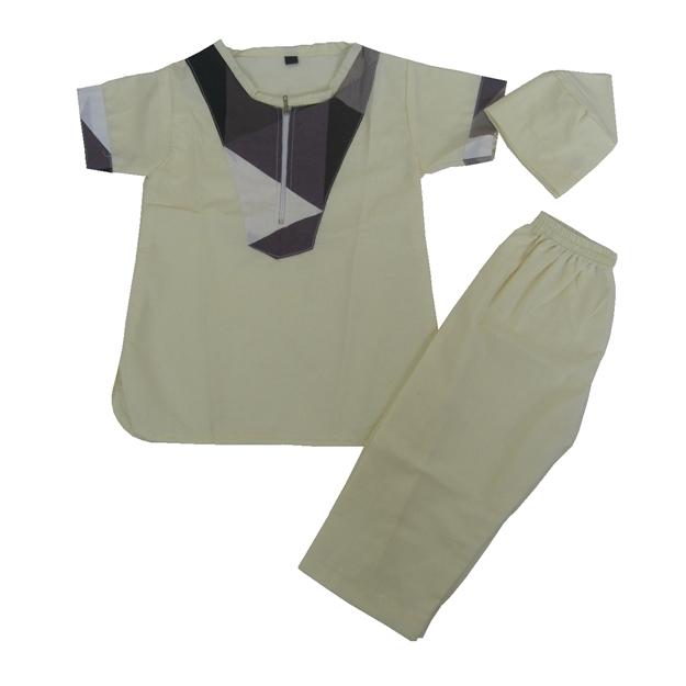 Baju Koko Turki Bayi / Anak Laki-laki Kuning Muda (A) - Baju Koko + Celana Panjang + Peci