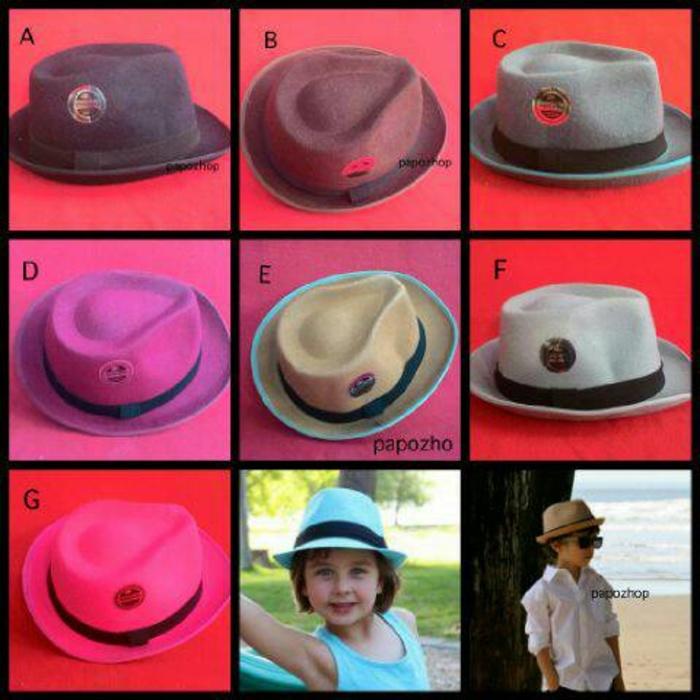 topi fedora anak bludru polos warna warni Terlaris di Lazada