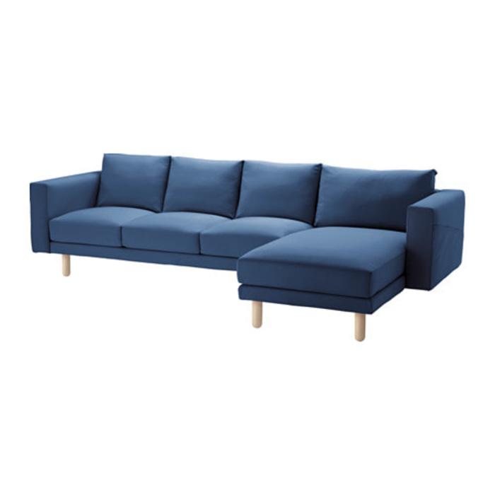 IKEA NORSBORG Sarung sofa 3 dudukan dg chaise l, Edum biru tua