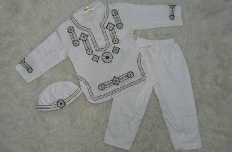 Baju Koko Bayi - Muslim Laki-laki - Koko Anak Bayi - Putih - Bordir