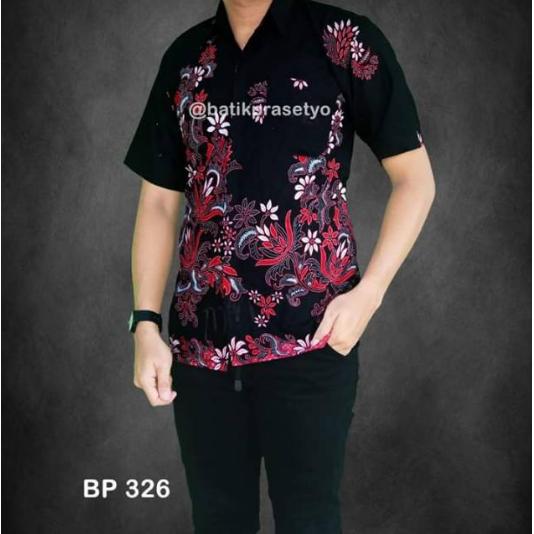 KEMEJA BATIK BATIK PEKALONGAN KEMEJA HEM BATIK PENDEK EKSLUSIF MURAH KEREN - BATIK TERATAI