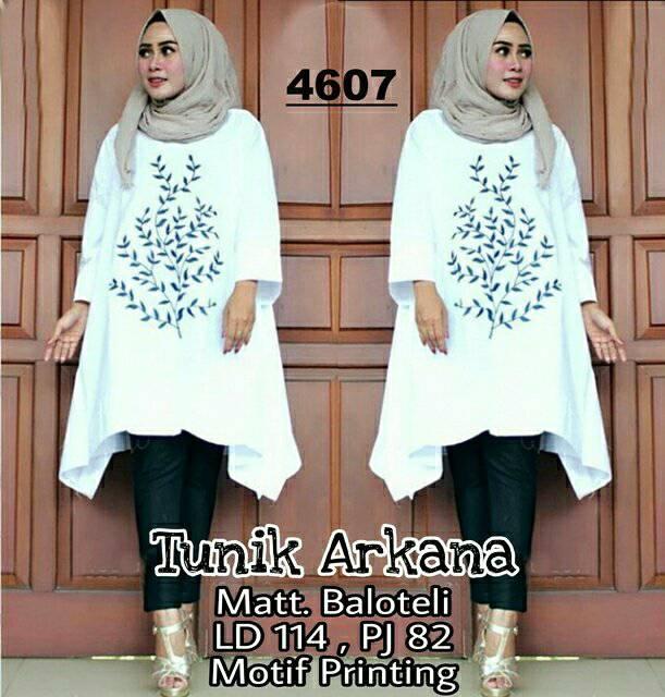 SUNSHINE COUPLE-TUNIK JUMBO WANITA ARKIANA FIT.XXL-WHITE (LD 114CM,PJG 82CM) | PAKAIAN WANITA | MUSLIM WEAR | UKURAN JUMBO | TUNIK WANITA | DRESS WANITA