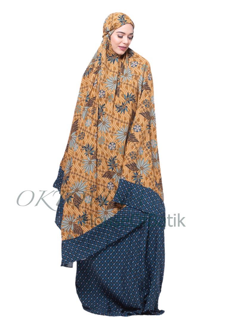 Oktovina-HouseOfBatik Mukena Batik Rayon Premium – Moslem Batik MBRP-5 – Biru / Mukena Batik Jumbo / Mukena Batik / Perlengkapan Shalat / Batik Wanita