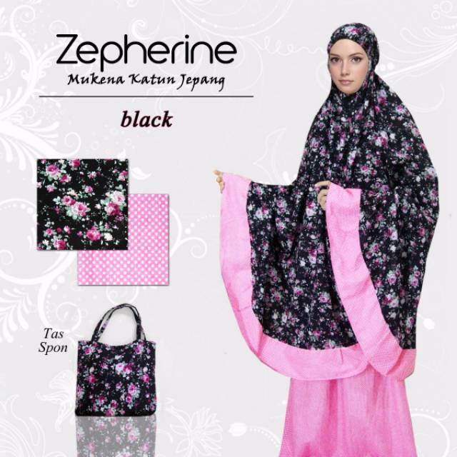BARU Mukena Katun Jepang Etnik Original Mukena Jepang - Mukena Bali Jumbo Zepherine black