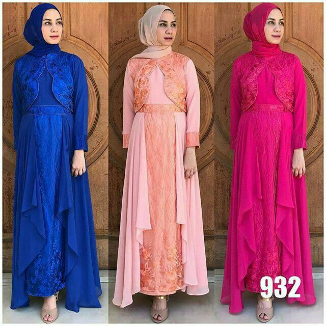 Gamis Pesta Bahan Tile Mix Ceruty