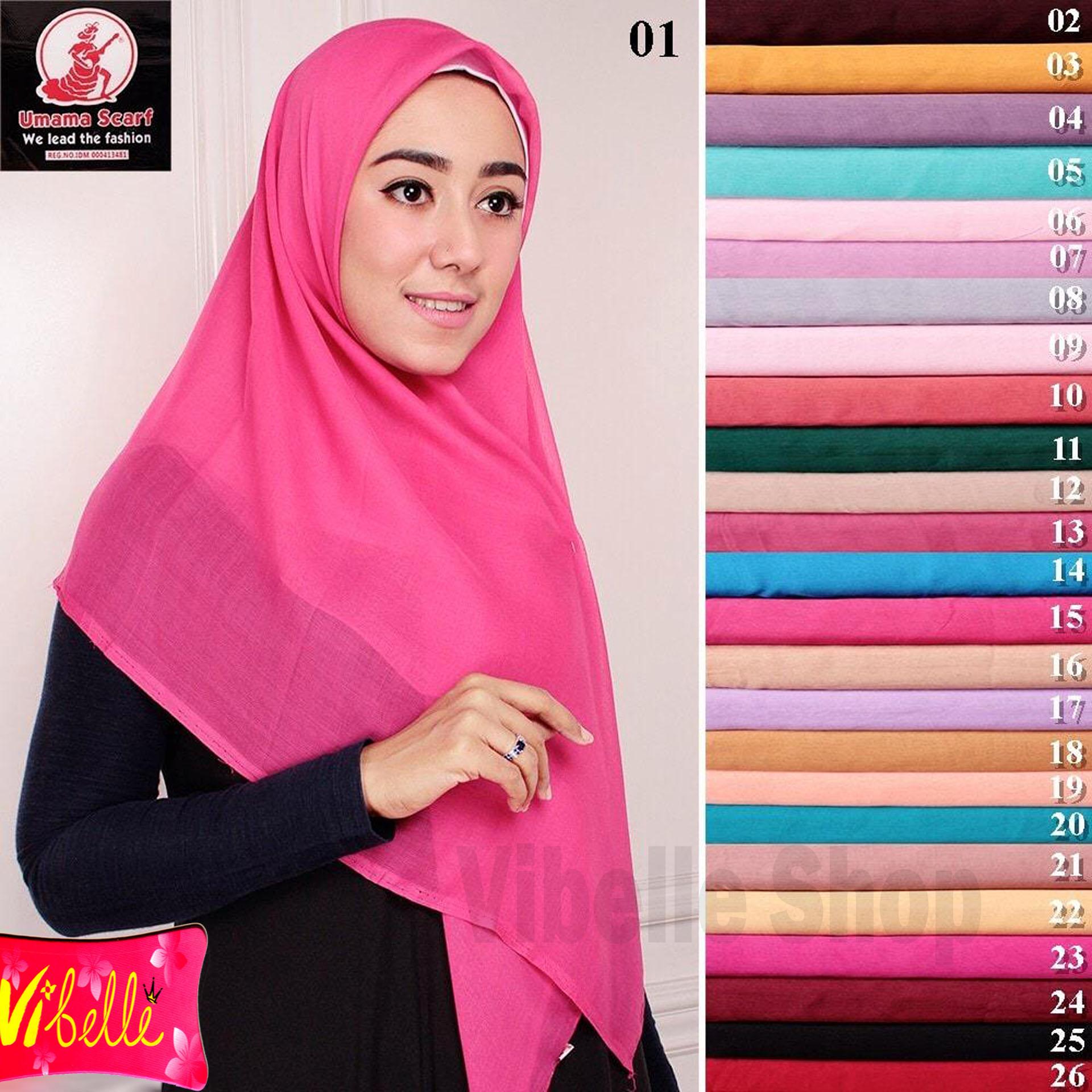 Hijab Jilbab Kerudung Segi empat Paris Red Rose Umama Polos