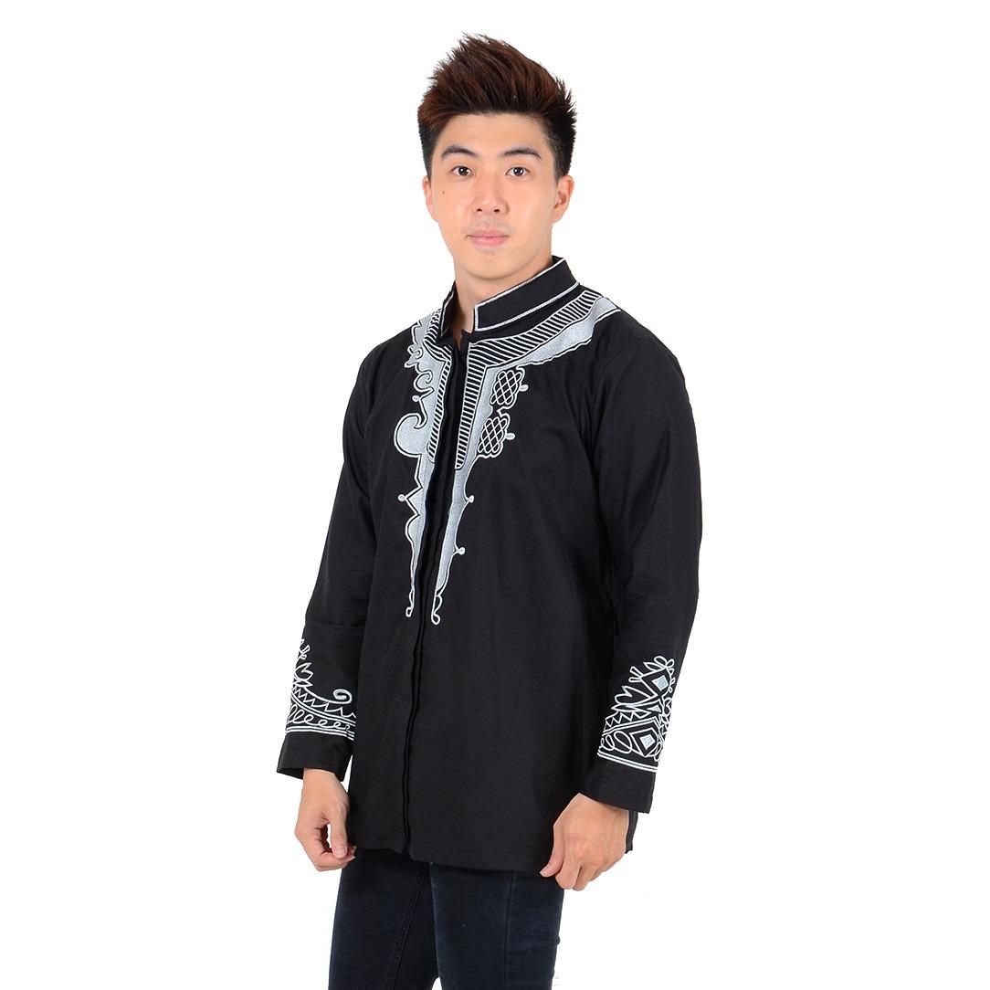 Ayako Fashion Kemeja Koko White Panther Bordir Asli