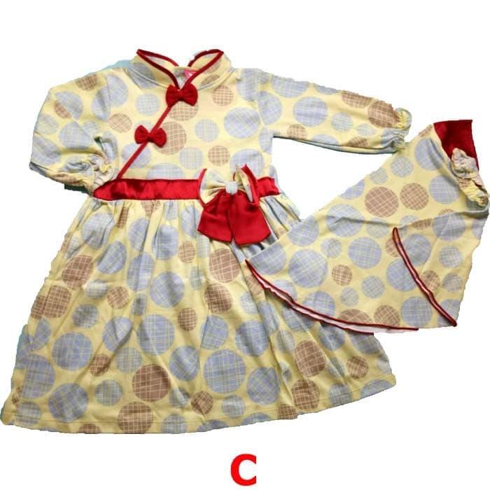 Baju Bayi Muslim Perempuan Gamis Jilbab Polkadot New / 9-24 bulan
