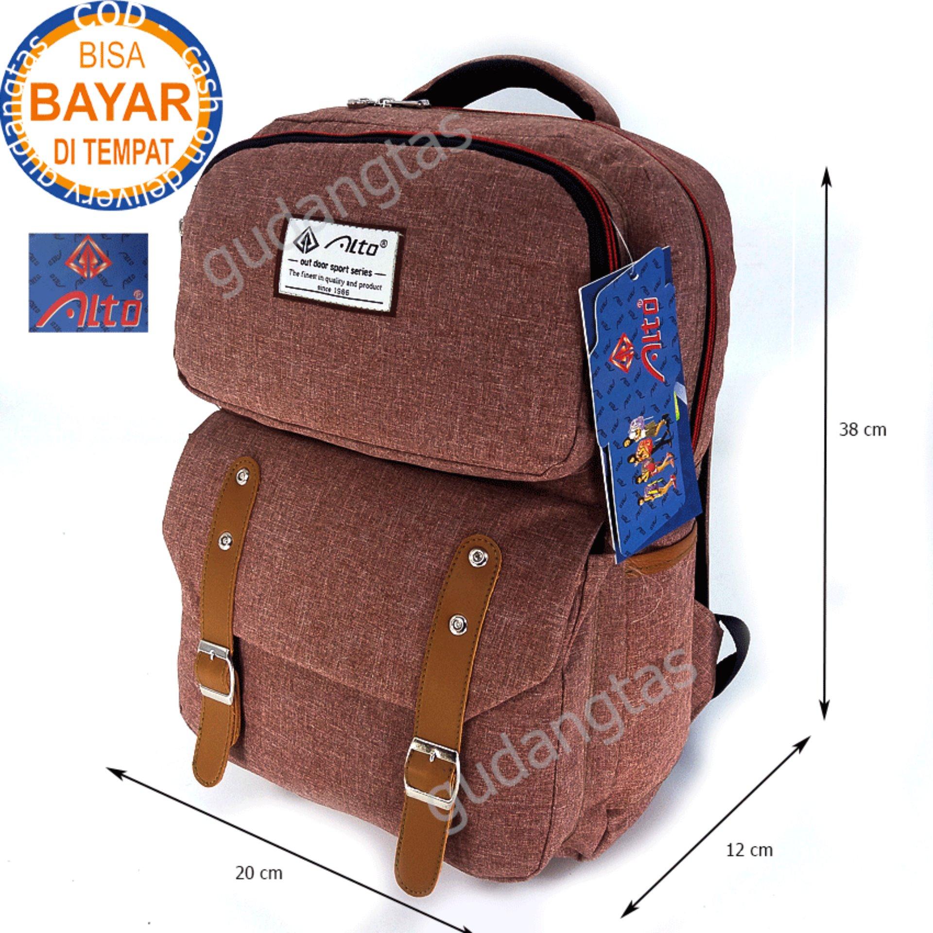 Alto Tas Backpack Kanvas / Sekolah / Remaja / Ransel Kuliah / Korean Bag 78251 – Brown