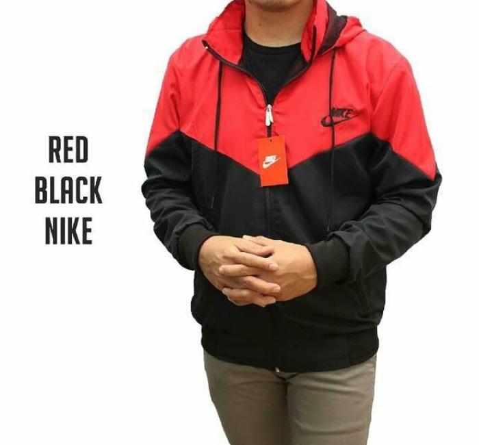 JAKET NIKE WINDRUNNER PARASUT PARASIT MERAH HITAM GROSIR MURAH