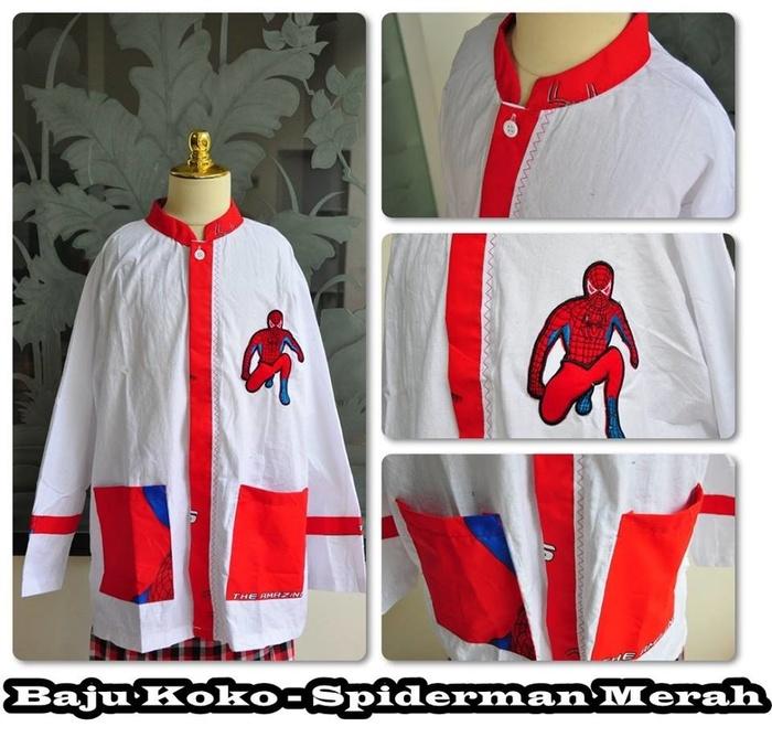 KOKO SPIDERMAN MERAH SIZE M / KOKO / BAJU KOKO ANAK / KOKO KARAKTER ANAK / KOKO ANAK MURAH / KOKO ANAK BERKUALITAS / BAJU KOKO ANAK LAKI-LAKI
