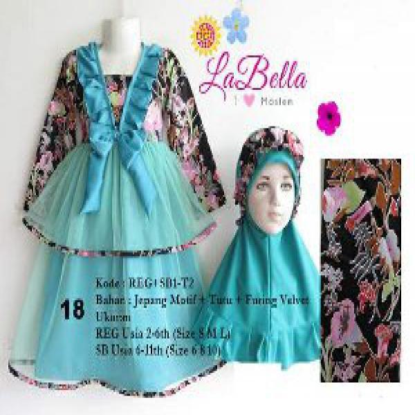 baju gamis anak labella reg1-t2 tosca sz 2-4th