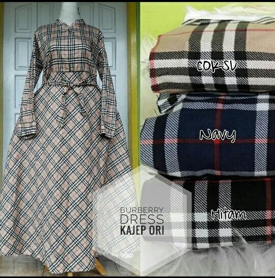Gamis / Baju Muslim Katun Jepang Original Motif Burbery