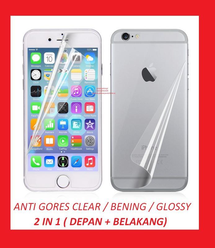 IPHONE 5/5G /IPHONE 5S DEPAN & BELAKANG 2 IN 1 ANTI GORES CLEAR BENING GLOSSY FRONT BACK SCREEN GUARD PROTECTOR PELINDUNG LAYAR PROSCREEN 764