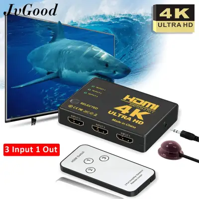JvGood HDMI Splitter 3 in 1 out 4K HDMI Switch Selector Switcher Splitter Hub TV Switcher Adapter with Remote Control Ultra HD