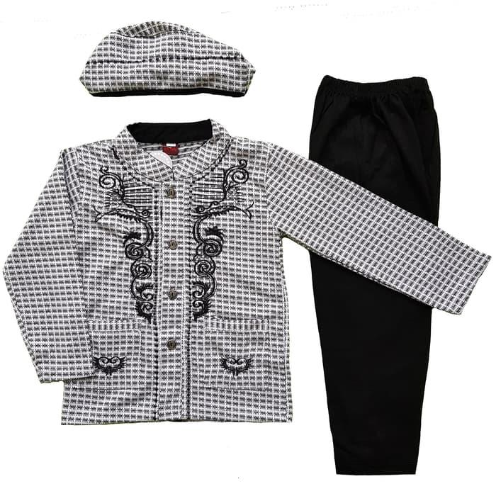New Baju Muslim Koko Anak Laki-Laki (1-3 Tahun) Setelan Set Peci LY10-1 Promo