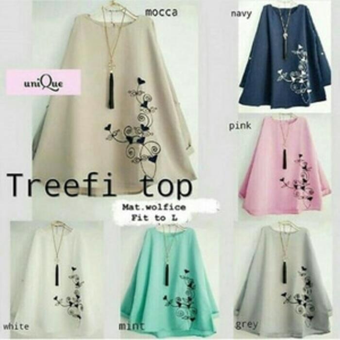 Baju Atasan Wanita Baju Muslim Blus Muslim Tunik Treefi Top / Baju wanita / baju murah / baju atasan wanita / Baju wanita murah / baju wanita jumbo / baju polos / naju wanita polos / baju pesta / kemeja wanita