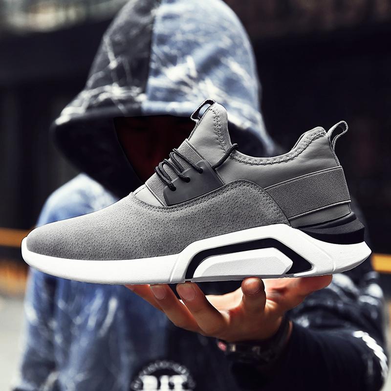 Modis Pria Sport Sepatu Suede Kulit Menjalankan Kets Kasual Luar Ruangan Ukuran Sepatu: 39-44-hitam-Intl
