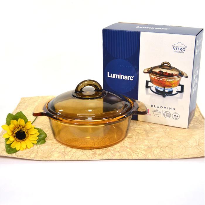 Luminarc Vitro Amber Casserole dgn Tutup 1 liter - Panci Masak kaca