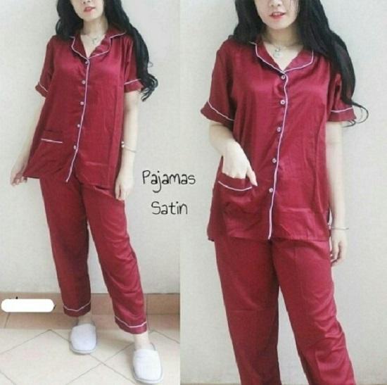 Jakarta Couple - Stelan Piyama Satin Cp / Baju Tidur Murah/ Pajamas Satin / Lagi Trend Baju Tidur
