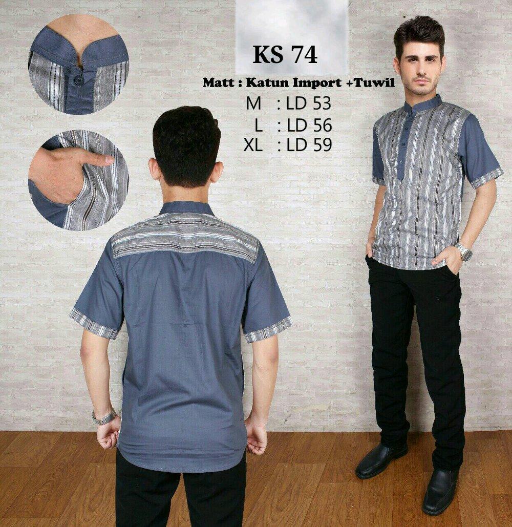 Baju Koko Modern Semi Slimfit - Kemeja Muslim - Gamis Pria - Jasko - Pakaian Atasan Muslim Pria Murah - Koko Lengan Pendek 1 di lapak New Trendy newtrendy