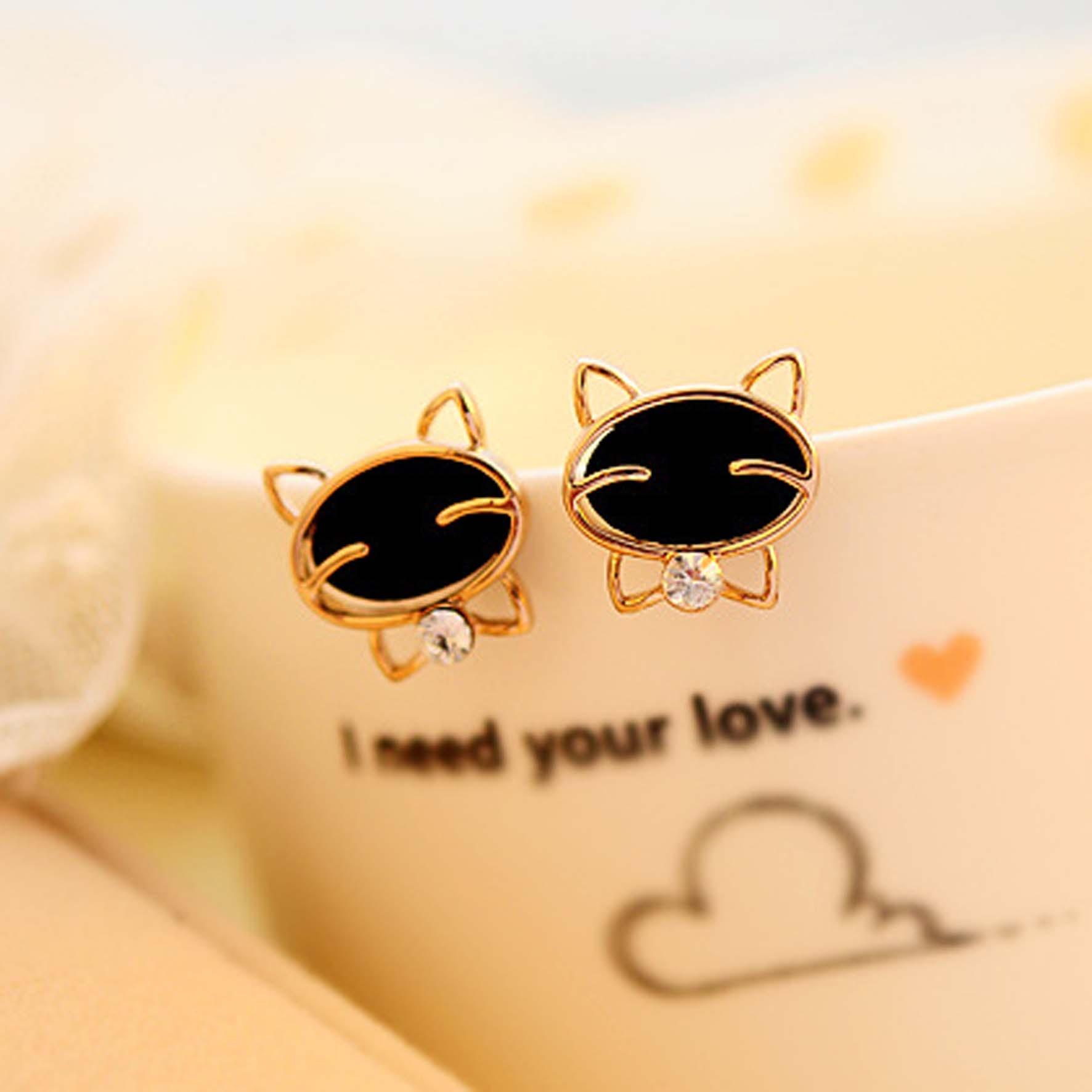 anting emas kucing diamond / earrings cat diamond gold JAN002