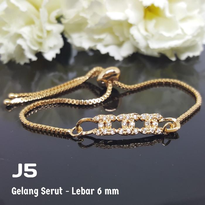 J5 Gelang Tangan Serut Anak Chanel Perhiasan Imitasi Xuping Lapis Emas