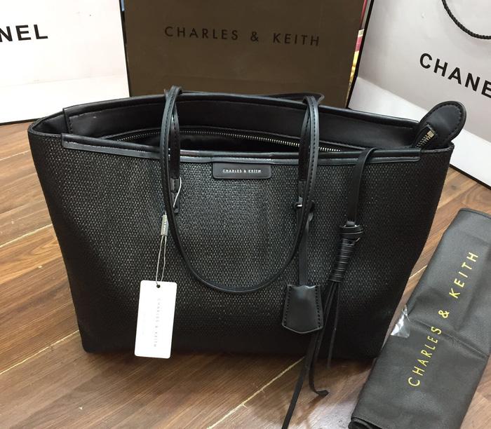 TAS WANITA ORIGINAL CHARLES AND KEITH TEXTURED TOTE BEST SELLER - WM80rI