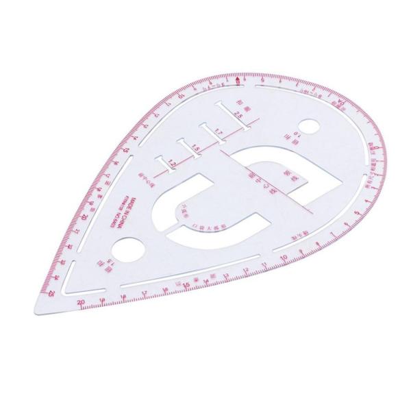 Plastic Sleeve Button Cutting Ruler Clothing Sample Pockets Collar Drawing Tailor Ruler Curve Yardstick Sewing Tools Accessor,White - intl