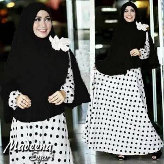 MS 9013 Pakaian Muslim Gamis Syari Maxi Dress Polkadot