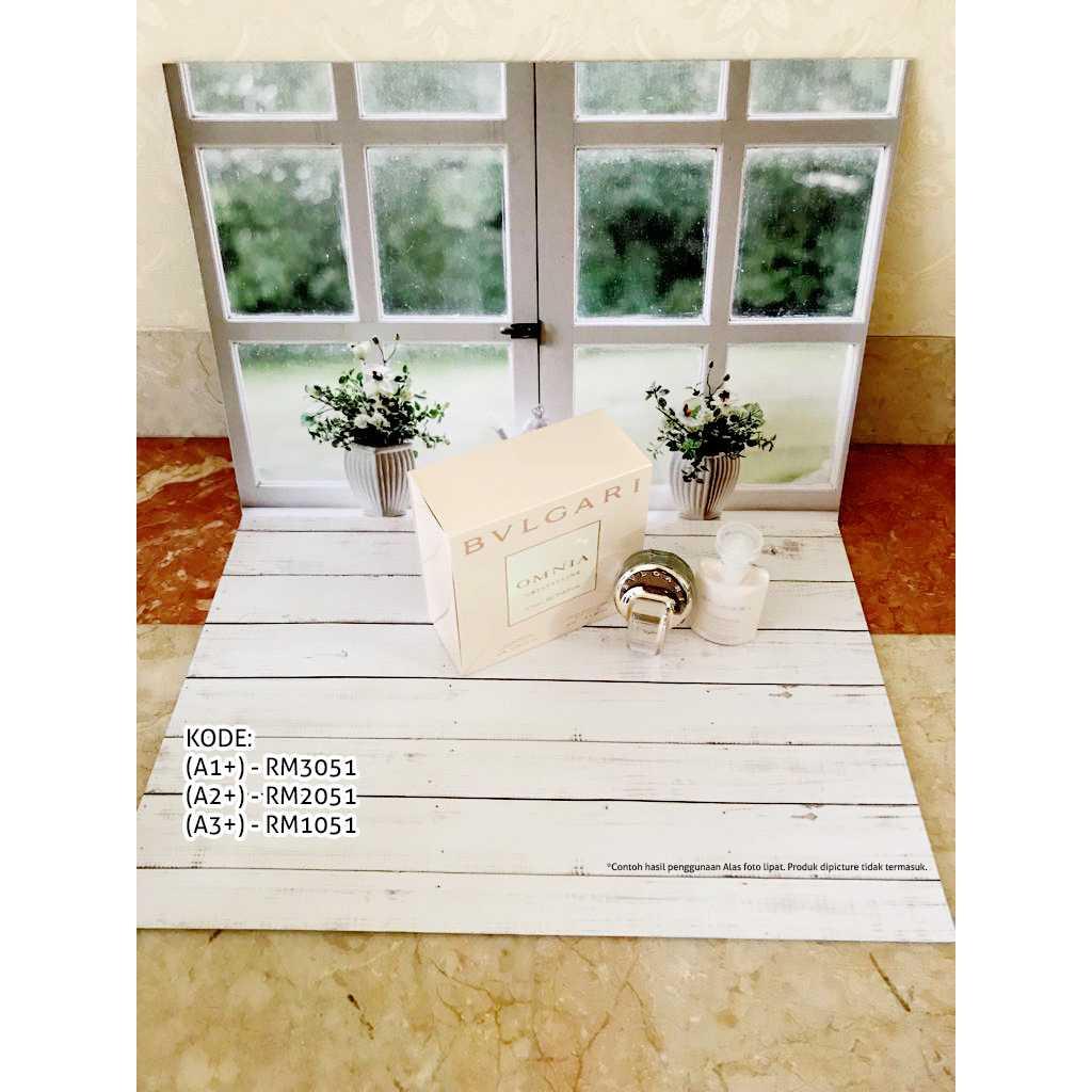 Alas Foto A2+ kode: RM2051 (Background Poto motif jendela putih/kayu)
