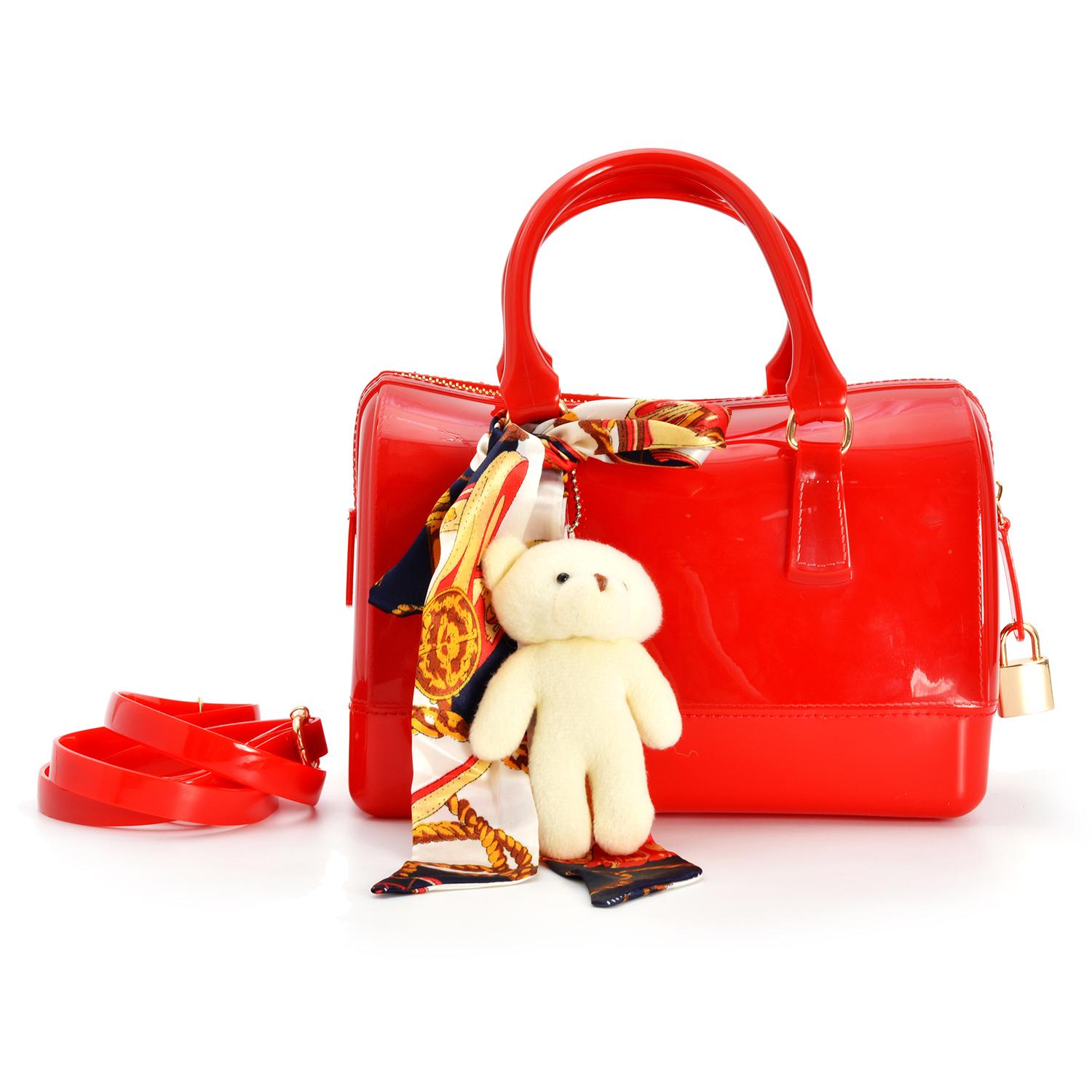 Tas Fashion Wanita Import, Tas Wanita, Tas Import Grandys Furla Jelly Tabung Mini FREE Accessoris Syal Boneka dan Gembok